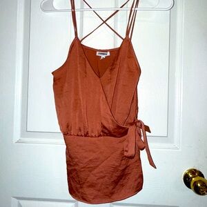 Express Rusty Rose Wrap Tie Cami Blouse – Cross Back Straps – Size Small